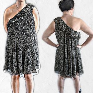 Ark & Co Chiffon One shoulder ruffle dress